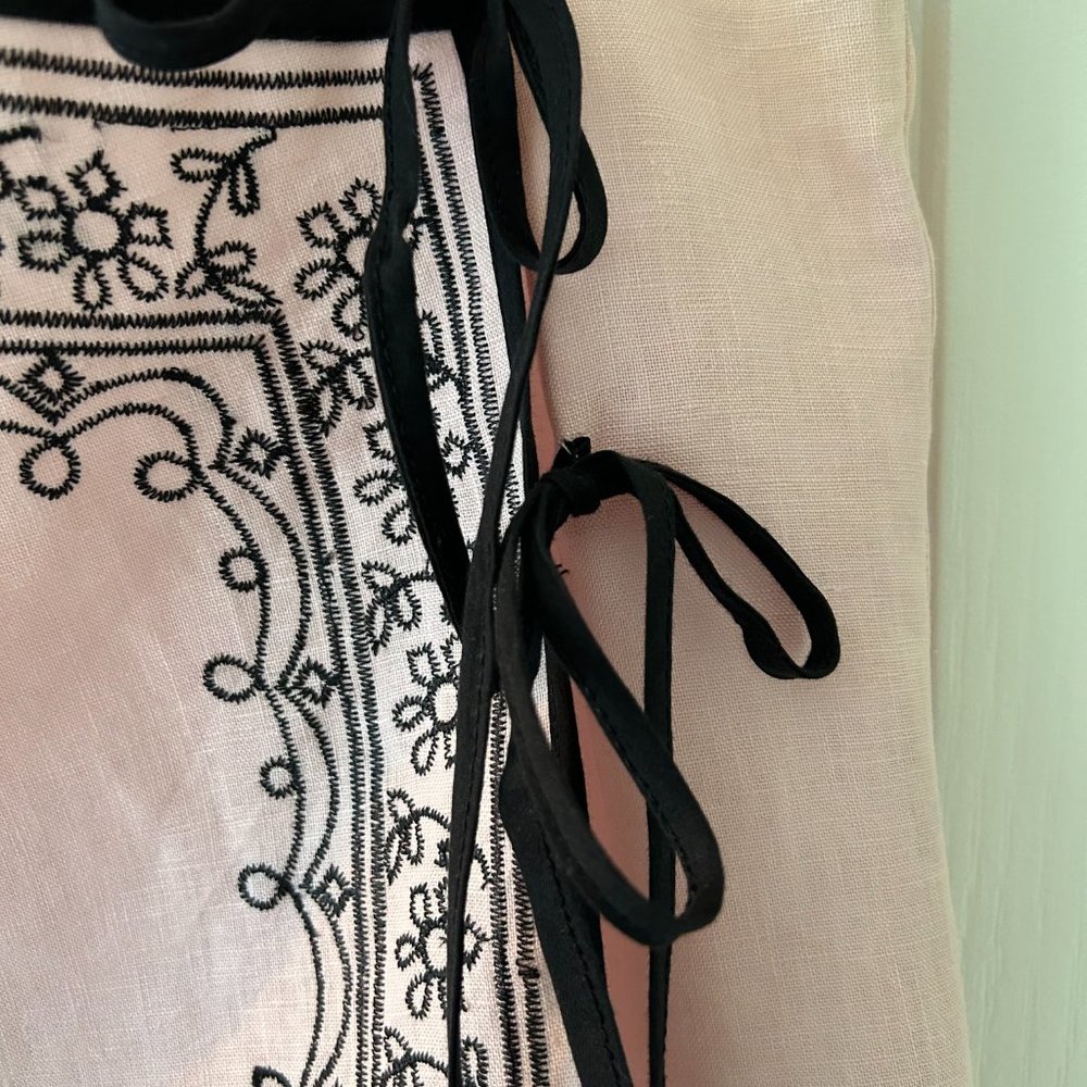 Sleeveless Pink & Black Linen Blouse Sz 10 - Picture 6 of 7